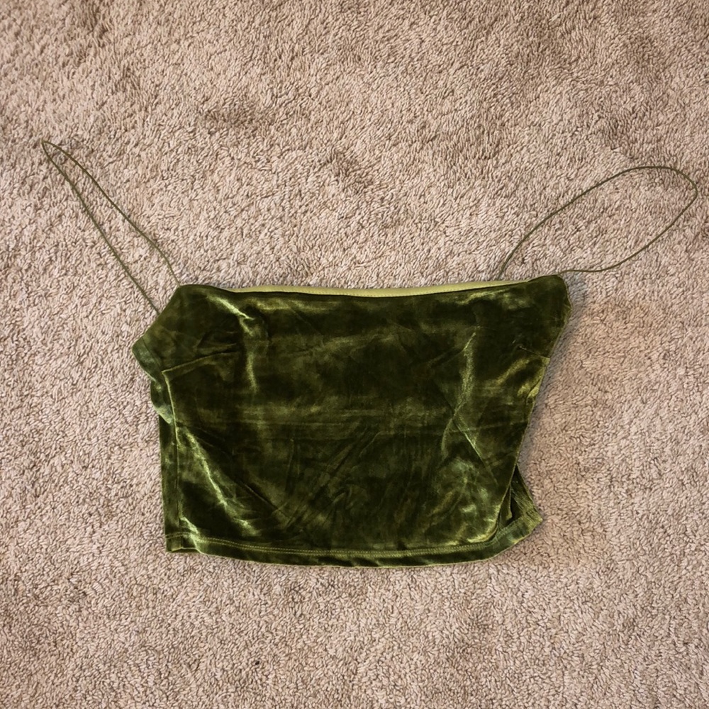 UNIF Green Velvet Crop Top